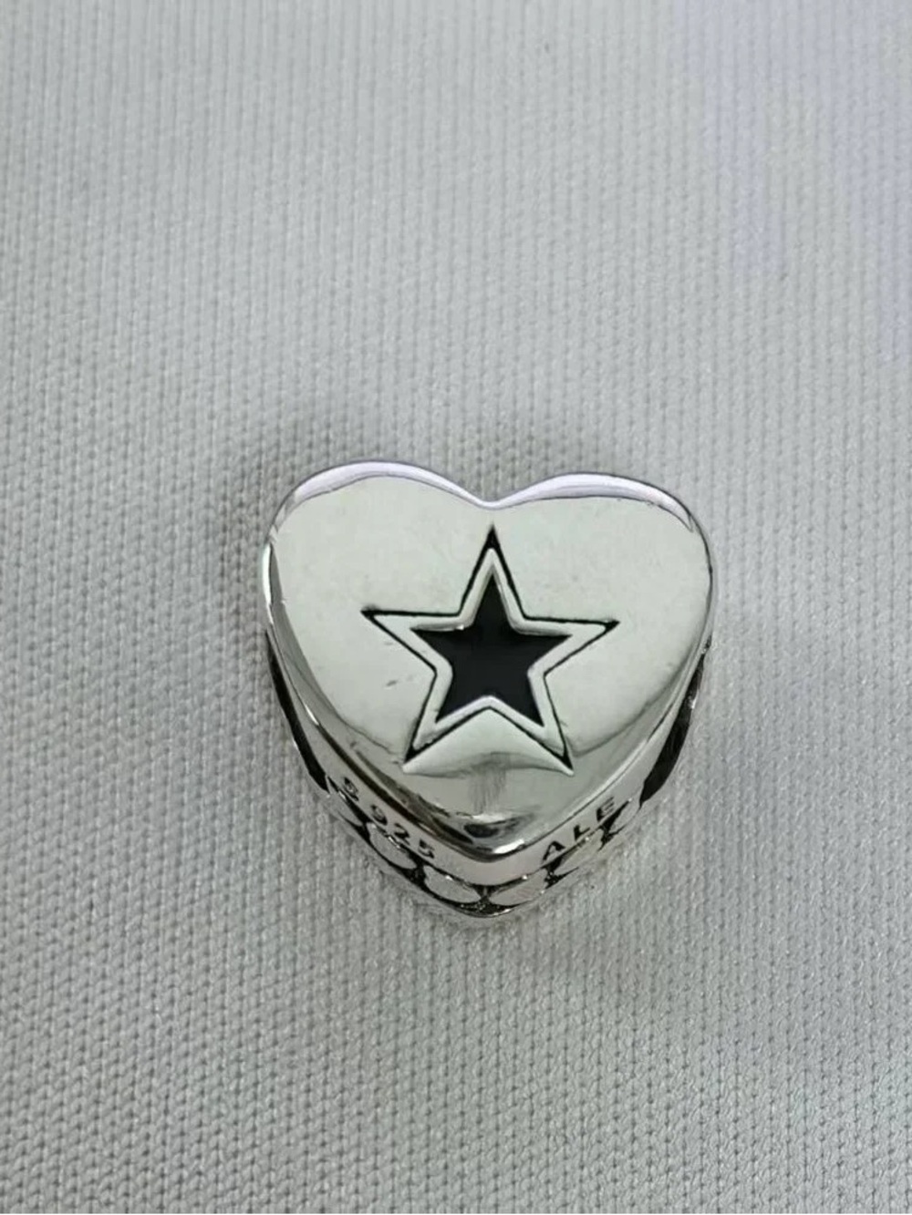 Pandora Silver Heart Charm with Black Star